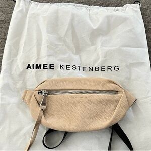 Aimee Kestenberg Milan Bum Bag Beige Pebbled Leather Crossbody Belt Bag
